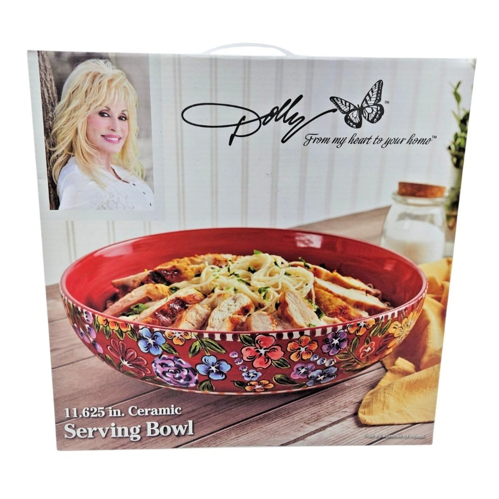 Dolly 11.625 in Ceramic Serving Bowl Floral Painted Round Multicolor NIB